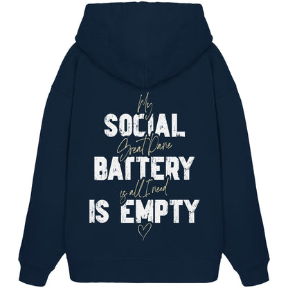 Social Battery Is Empty - Deutsche Dogge - Organic Oversize Hoodie
