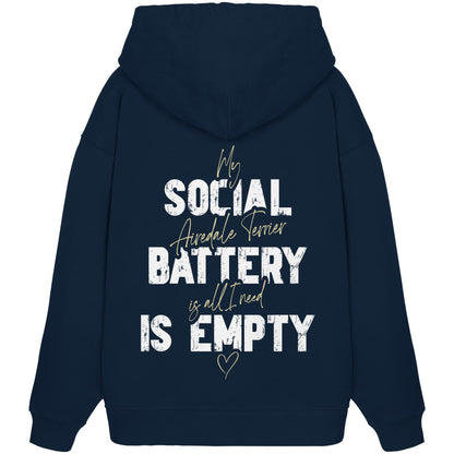 Social Battery Is Empty - Airedale Terrier - Organic Oversize Hoodie
