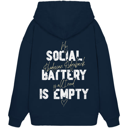 Social Battery Is Empty - Rhodesian Ridgeback - Organic Oversize Hoodie