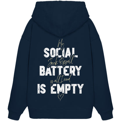 Social Battery Is Empty - Jack Russell - Organic Oversize Hoodie