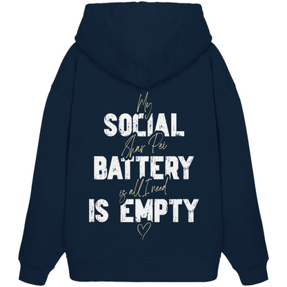 Social Battery Is Empty - Shar-Pei - Organic Oversize Hoodie