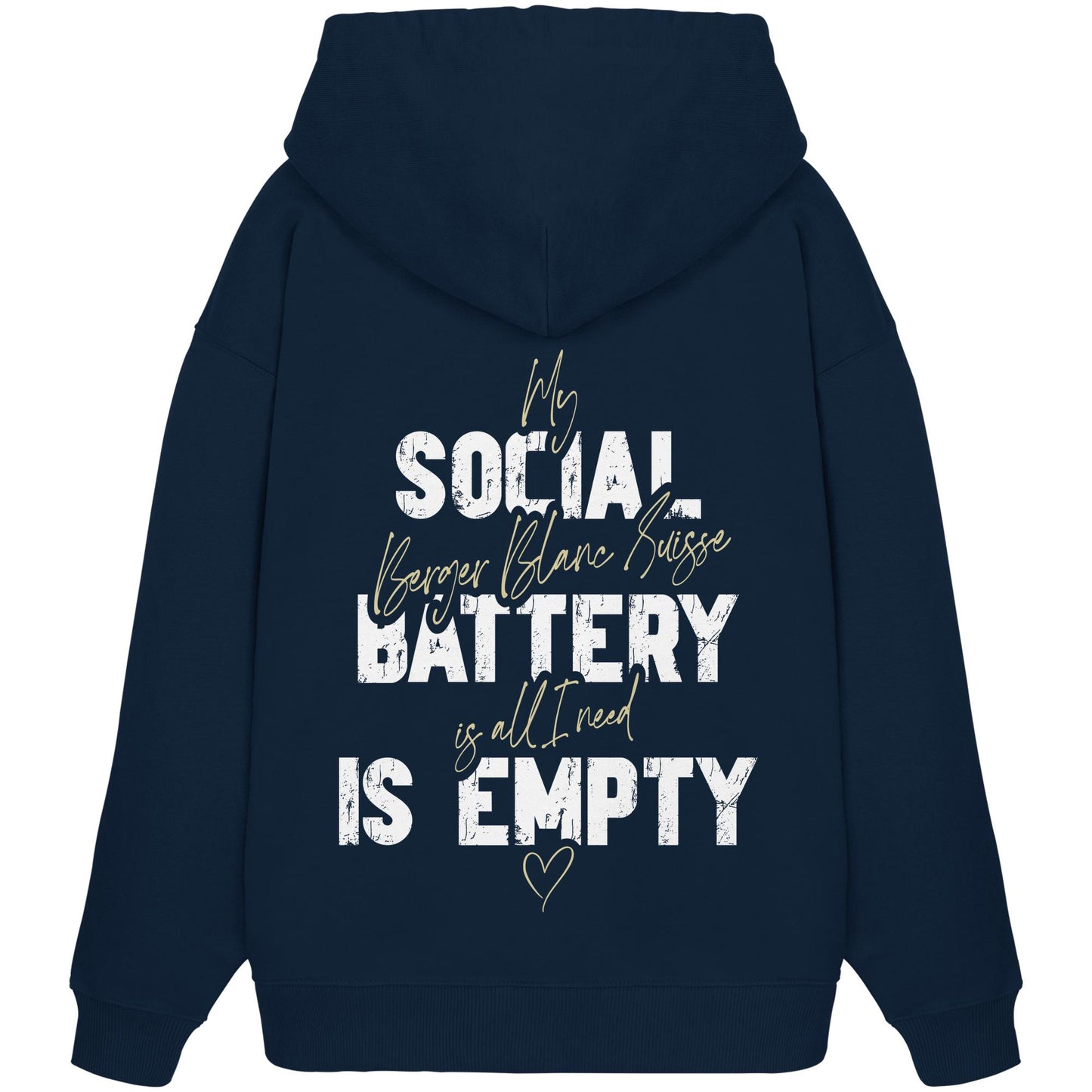 Social Battery Is Empty - Weißer Schäferhund - Organic Oversize Hoodie