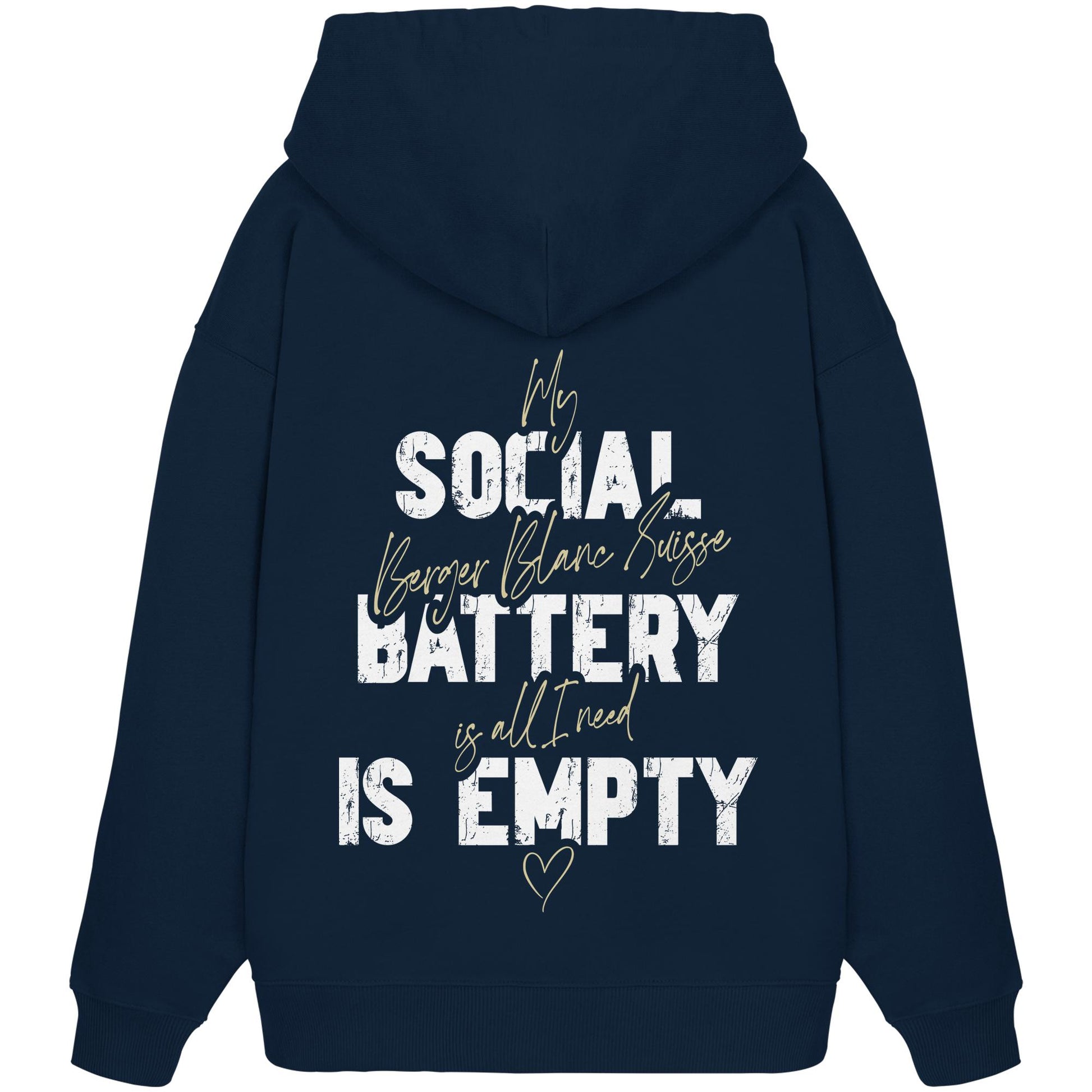 Social Battery Is Empty - Weißer Schäferhund - Organic Oversize Hoodie