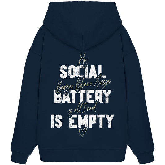 Social Battery Is Empty - Weißer Schäferhund - Organic Oversize Hoodie