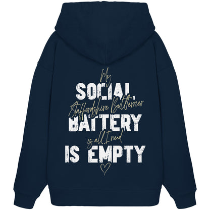 Social Battery Is Empty - Staffordshire Bullterrier - Organic Oversize Hoodie