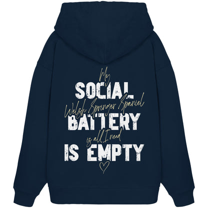 Social Battery Is Empty - Welsh Springer Spaniel - Organic Oversize Hoodie