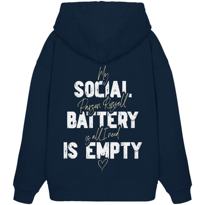 Social Battery Is Empty - Parson Russell - Organic Oversize Hoodie