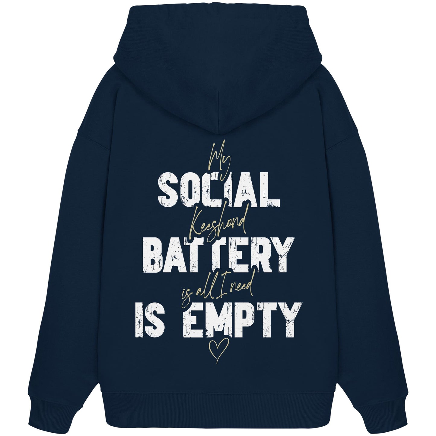 Social Battery Is Empty - Wolfsspitz - Organic Oversize Hoodie