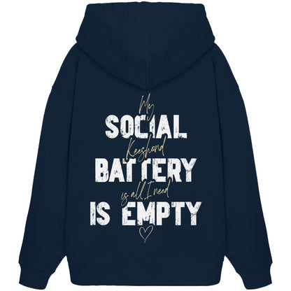 Social Battery Is Empty - Wolfsspitz - Organic Oversize Hoodie