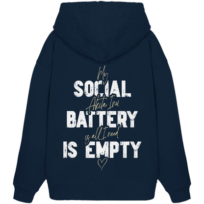 Social Battery Is Empty - Akita - Organic Oversize Hoodie