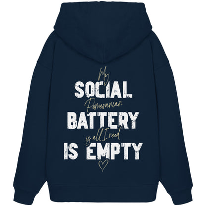 Social Battery Is Empty - Pomeranian - Organic Oversize Hoodie