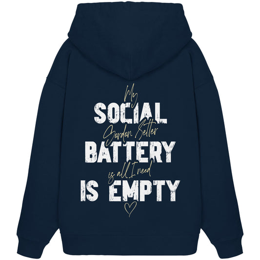 Social Battery Is Empty - Gordon Setter - Organic Oversize Hoodie