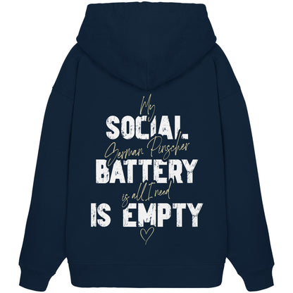 Social Battery Is Empty - Deutscher Pinscher - Organic Oversize Hoodie
