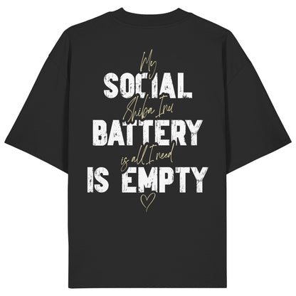 Social Battery Is Empty - Shiba Inu - Organic Oversize Shirt