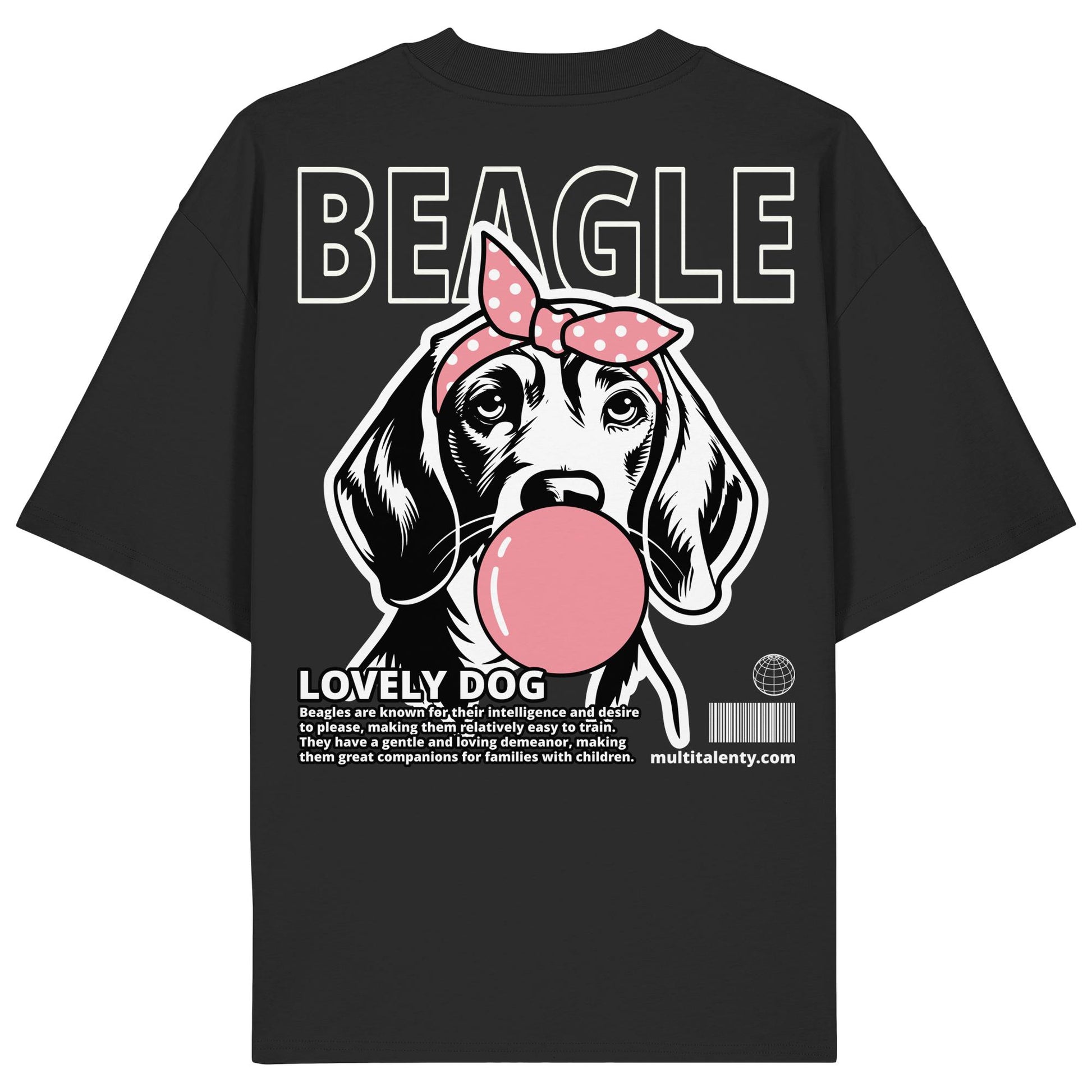 Bubble Gum Beagle (rosa) - Organic Oversize Shirt