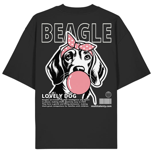Bubble Gum Beagle (rosa) - Organic Oversize Shirt