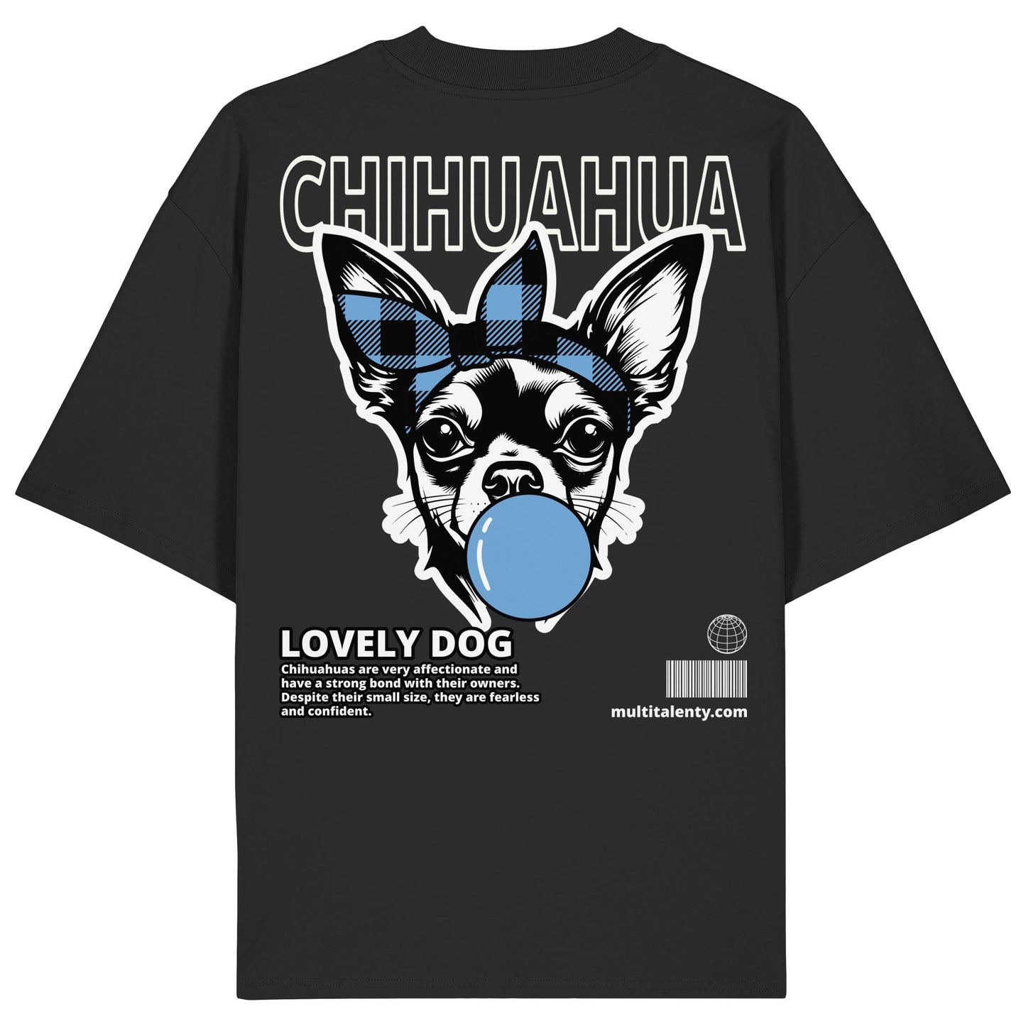 Bubble Gum Chihuahua (blau) - Organic Oversize Shirt