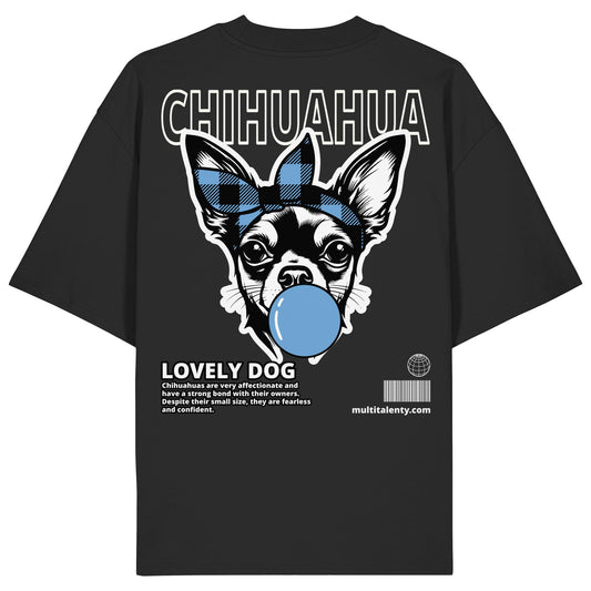 Bubble Gum Chihuahua (blau) - Organic Oversize Shirt