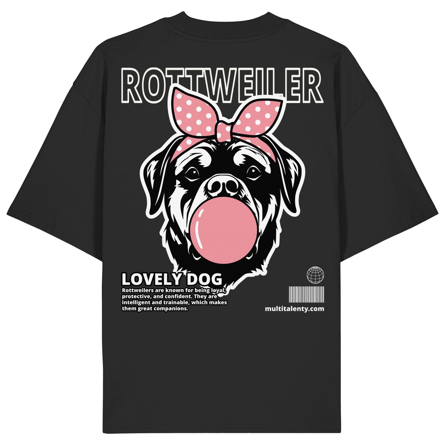Bubble Gum Rottweiler (rosa) - Organic Oversize Shirt