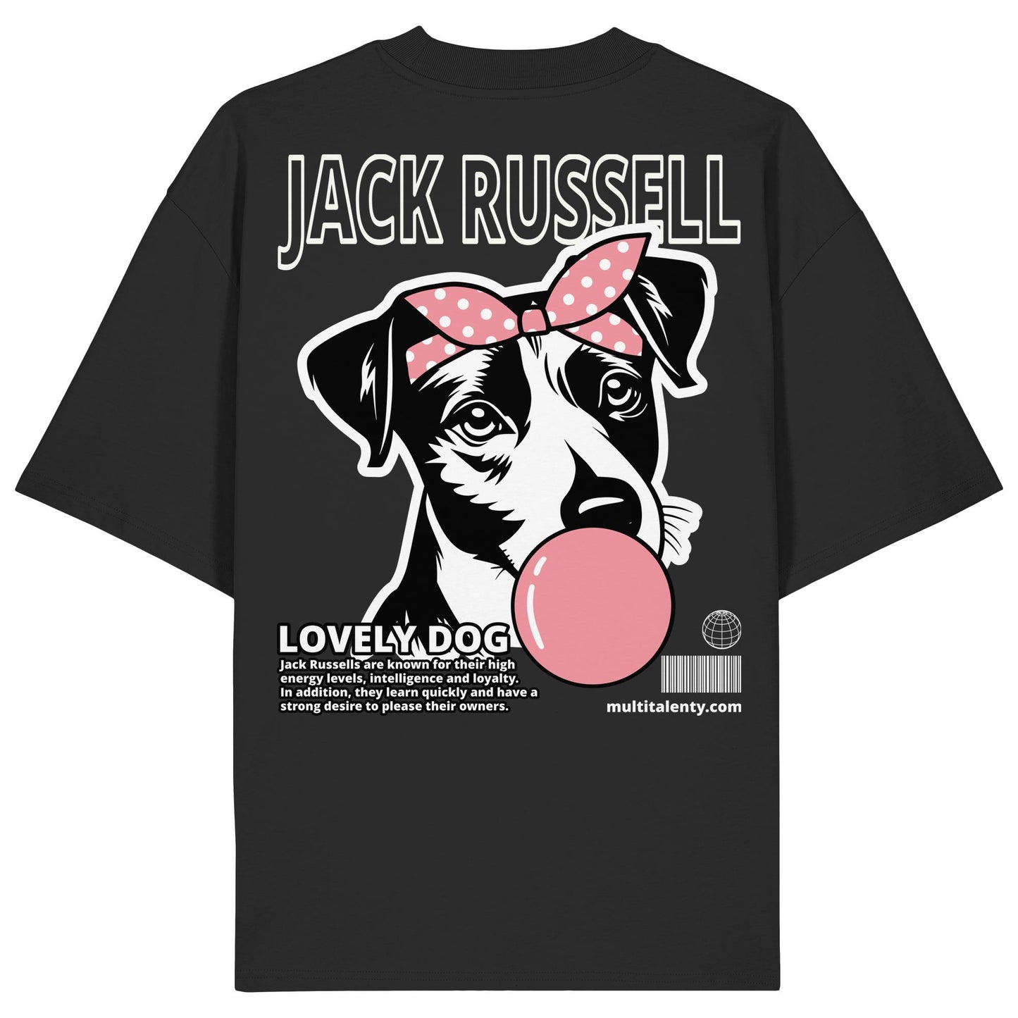 Bubble Gum Jack Russell (rosa) - Organic Oversize Shirt