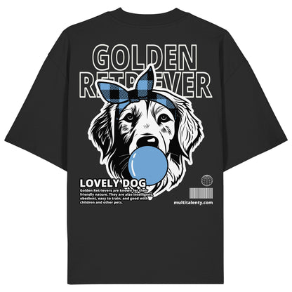 Bubble Gum Golden Retriever (blau) - Organic Oversize Shirt