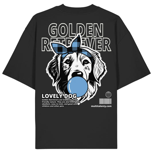 Bubble Gum Golden Retriever (blau) - Organic Oversize Shirt