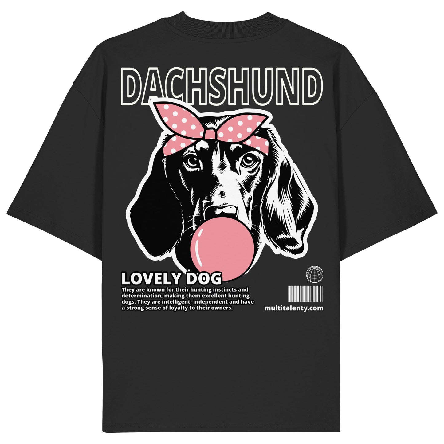Bubble Gum Dachshund (rosa) - Organic Oversize Shirt