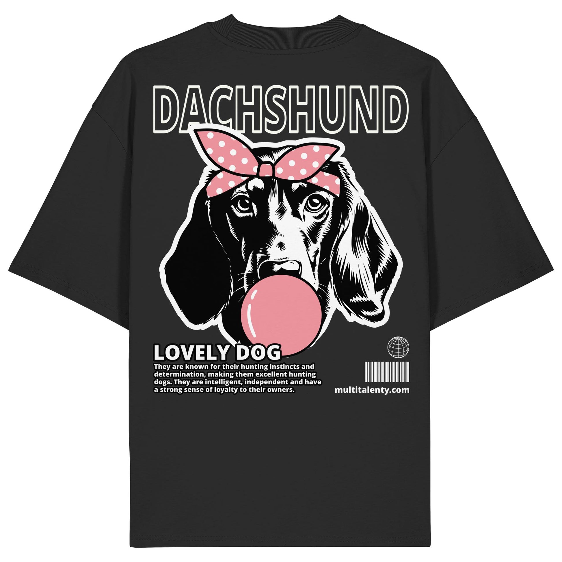 Bubble Gum Dachshund (rosa) - Organic Oversize Shirt