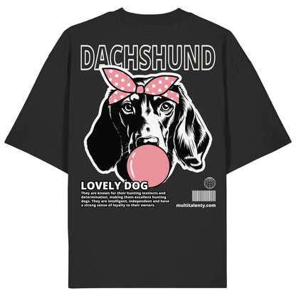 Bubble Gum Dachshund (rosa) - Organic Oversize Shirt
