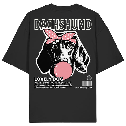 Bubble Gum Dachshund (rosa) - Organic Oversize Shirt