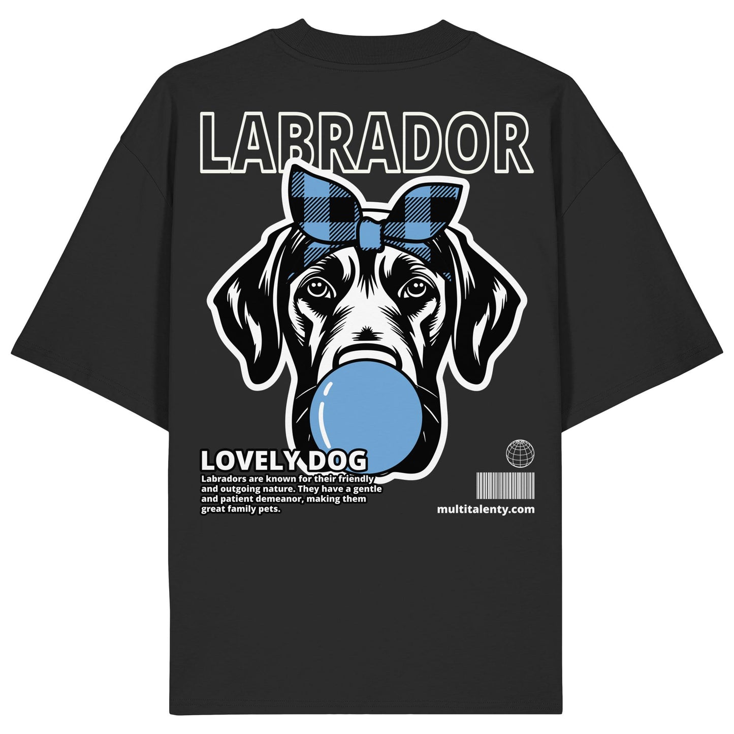 Bubble Gum Labrador (blau) - Organic Oversize Shirt