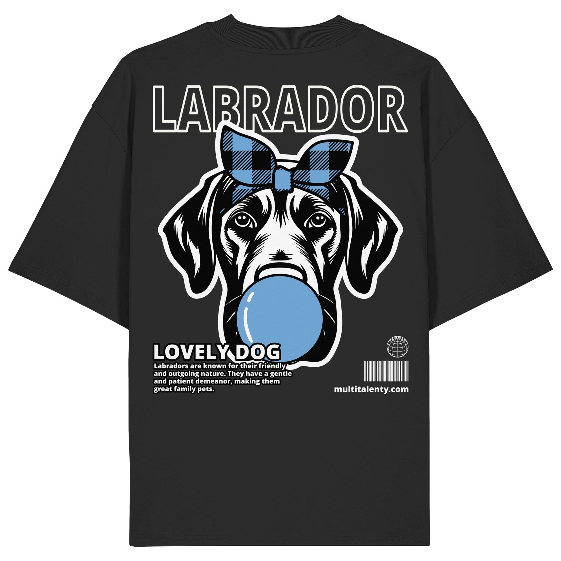 Bubble Gum Labrador (blau) - Organic Oversize Shirt