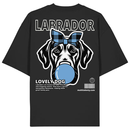 Bubble Gum Labrador (blau) - Organic Oversize Shirt
