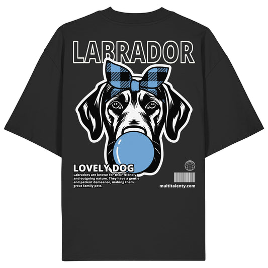 Bubble Gum Labrador (blau) - Organic Oversize Shirt