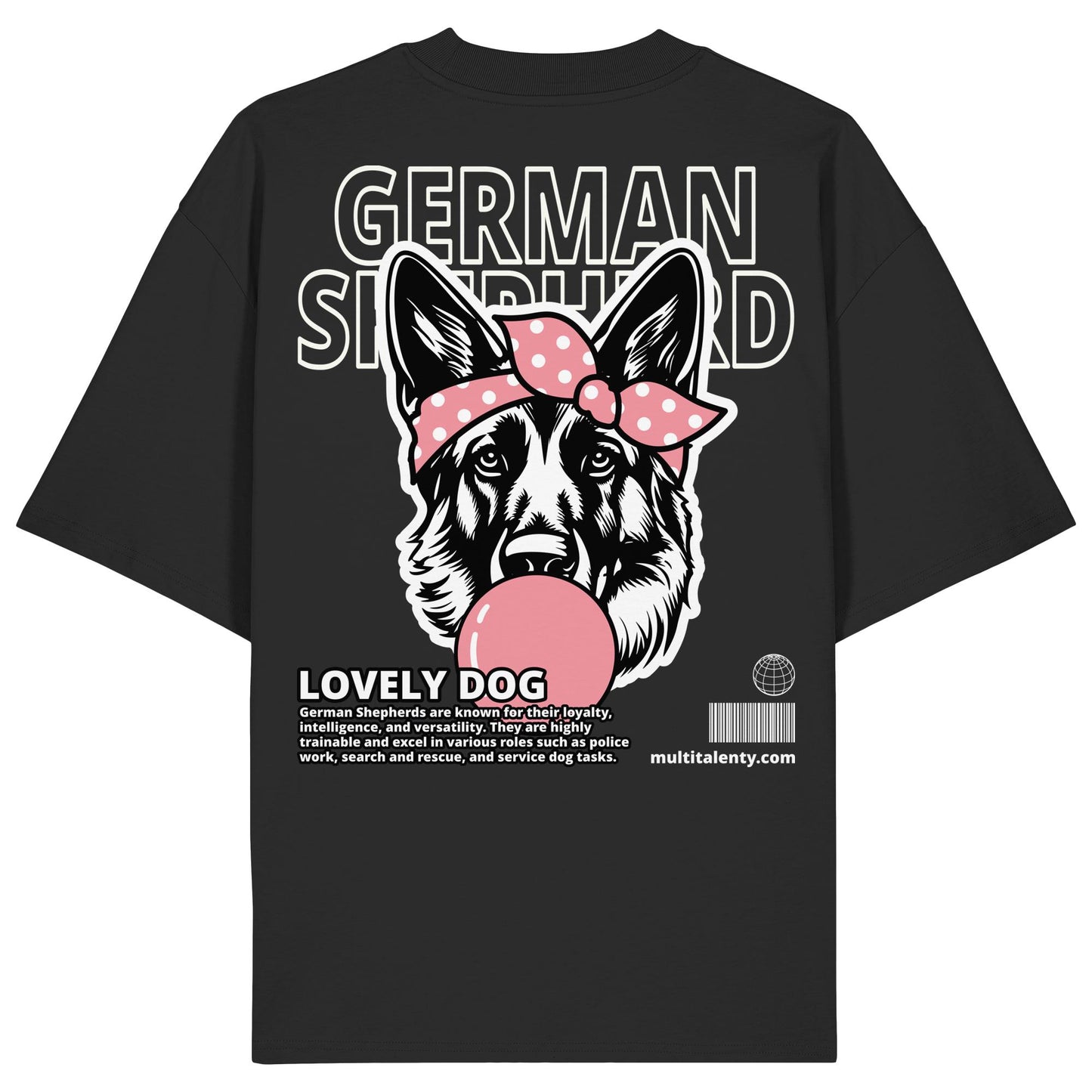 Bubble Gum German Shepherd (rosa) - Organic Oversize Shirt