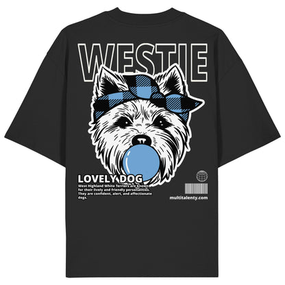 Bubble Gum Westie (blau) - Organic Oversize Shirt