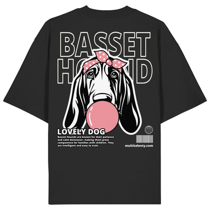 Bubble Gum Basset Hound (rosa) - Organic Oversize Shirt