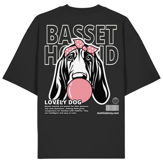 Bubble Gum Basset Hound (rosa) - Organic Oversize Shirt