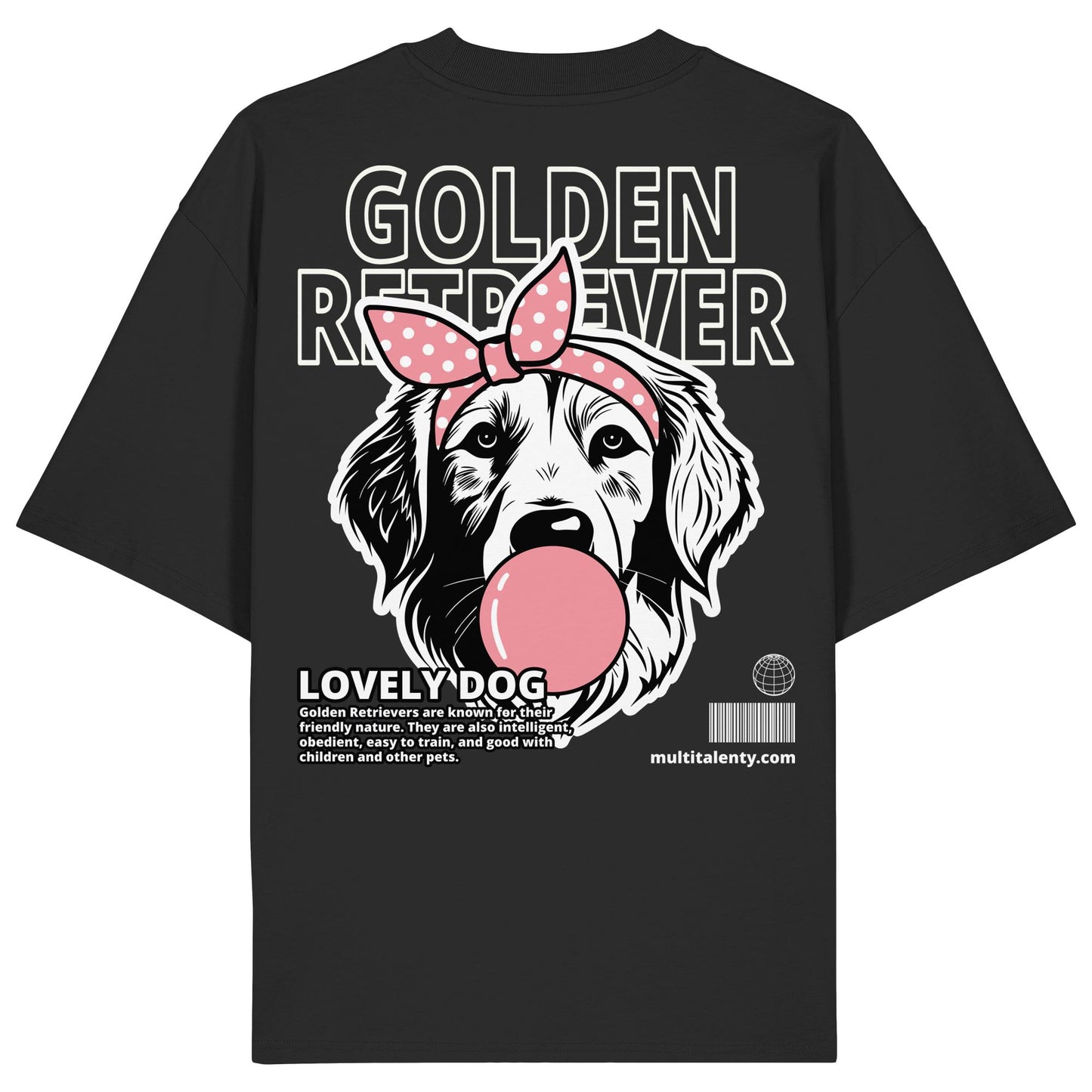 Bubble Gum Golden Retriever (rosa) - Organic Oversize Shirt