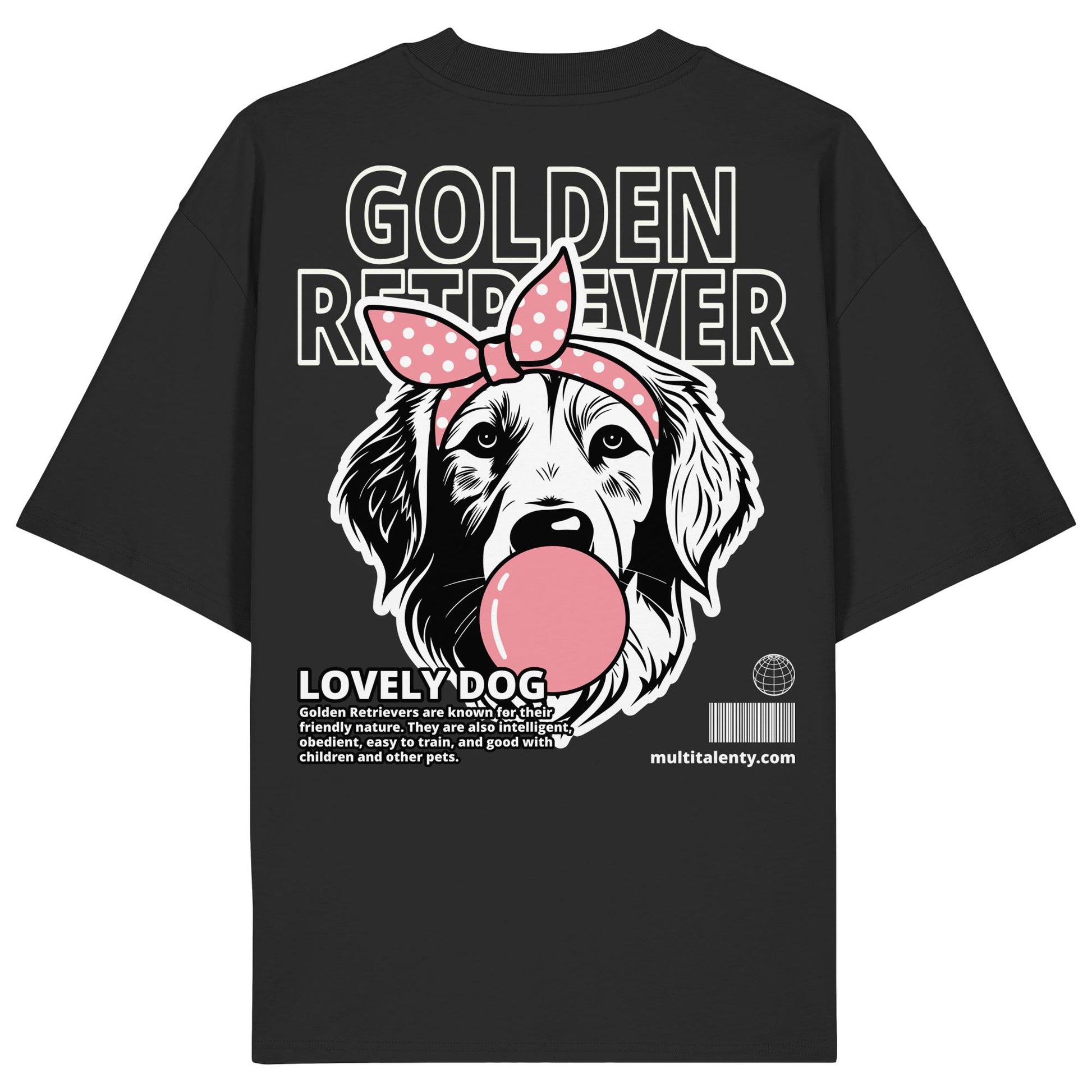 Bubble Gum Golden Retriever (rosa) - Organic Oversize Shirt