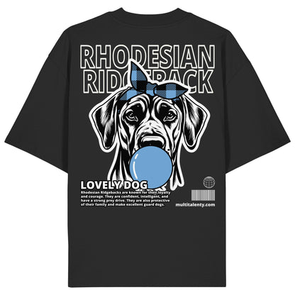 Bubble Gum Rhodesian Ridgeback (blau) - Organic Oversize Shirt