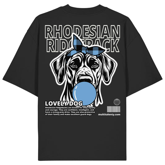 Bubble Gum Rhodesian Ridgeback (blau) - Organic Oversize Shirt