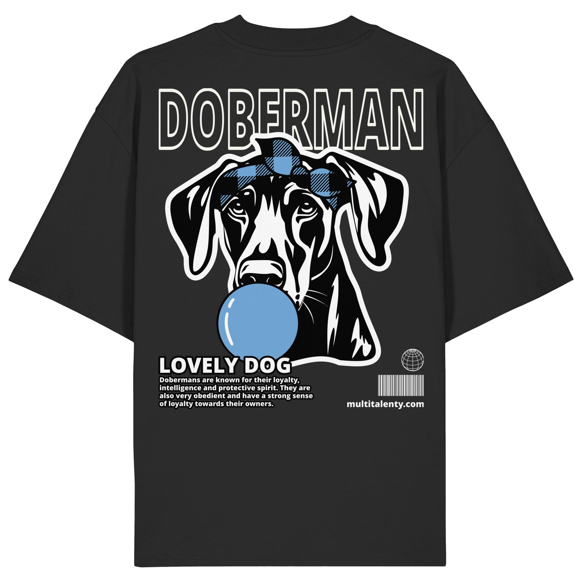 Bubble Gum Doberman (blau) - Organic Oversize Shirt