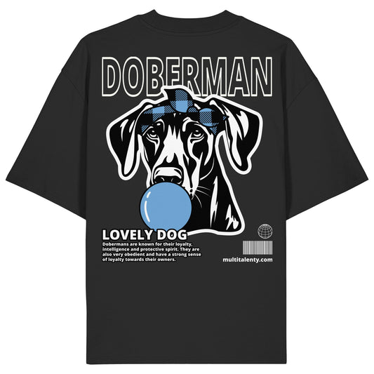 Bubble Gum Doberman (blau) - Organic Oversize Shirt