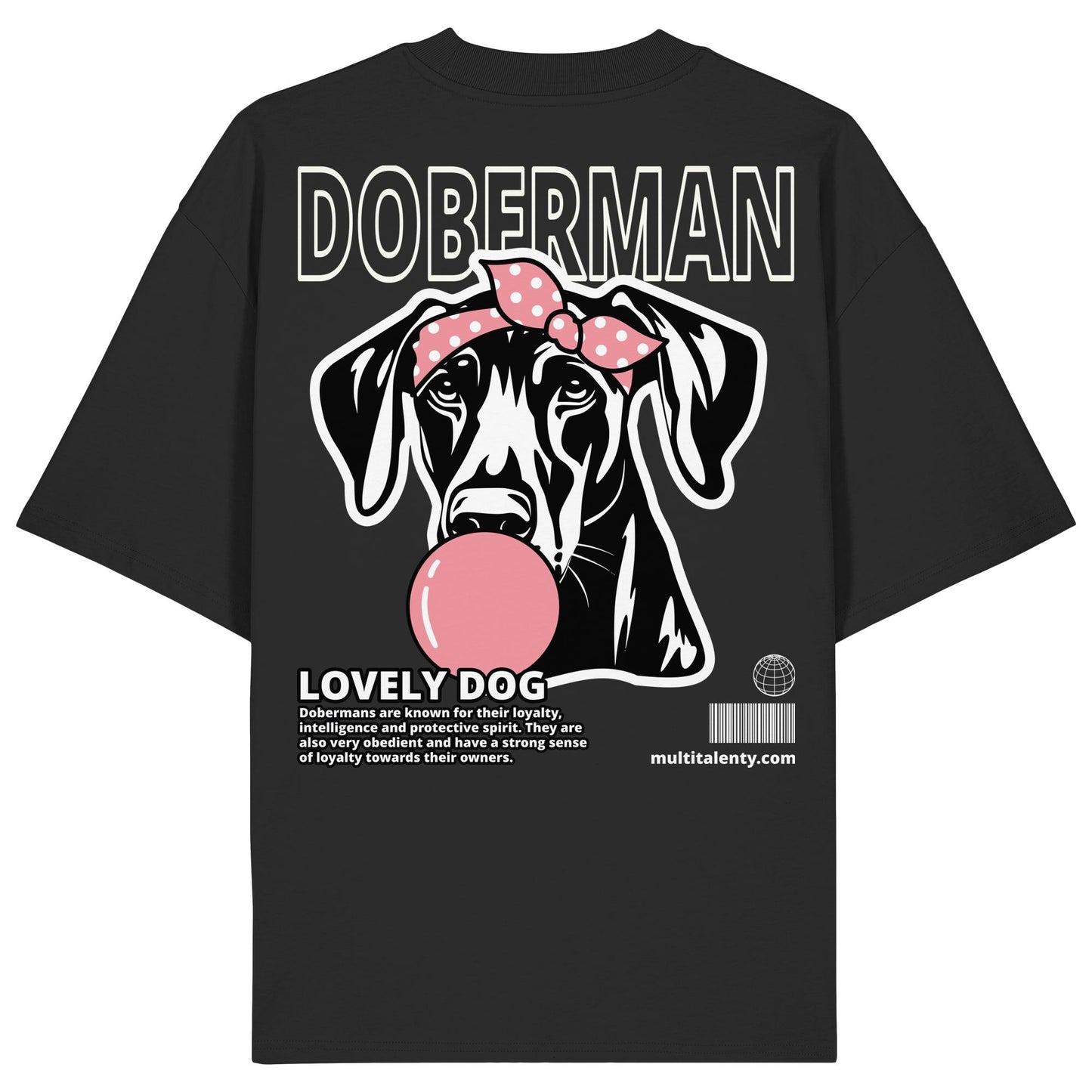 Bubble Gum Doberman (rosa) - Organic Oversize Shirt