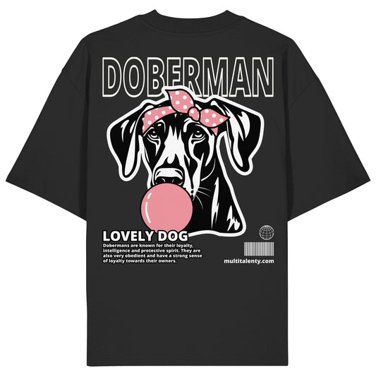 Bubble Gum Doberman (rosa) - Organic Oversize Shirt