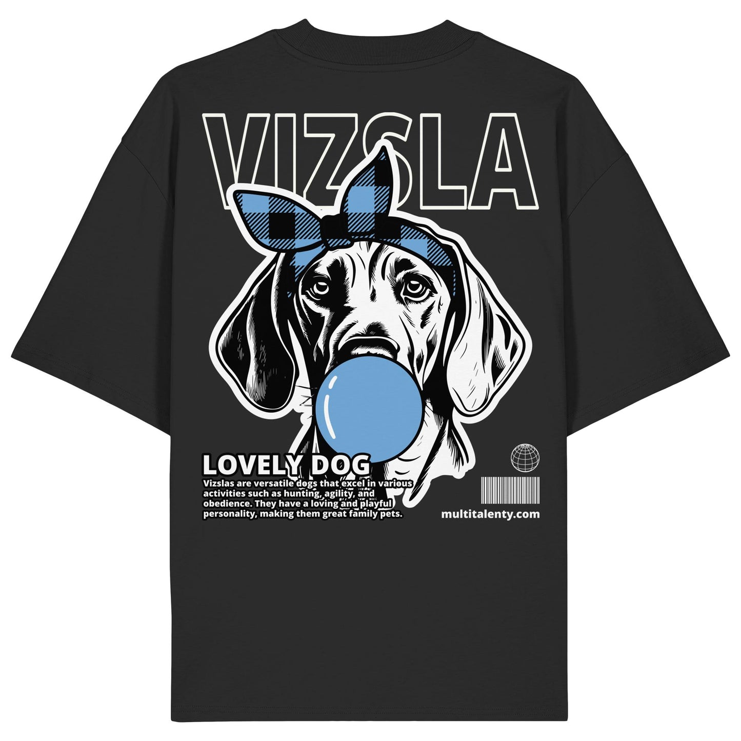 Bubble Gum Vizsla (blau) - Organic Oversize Shirt