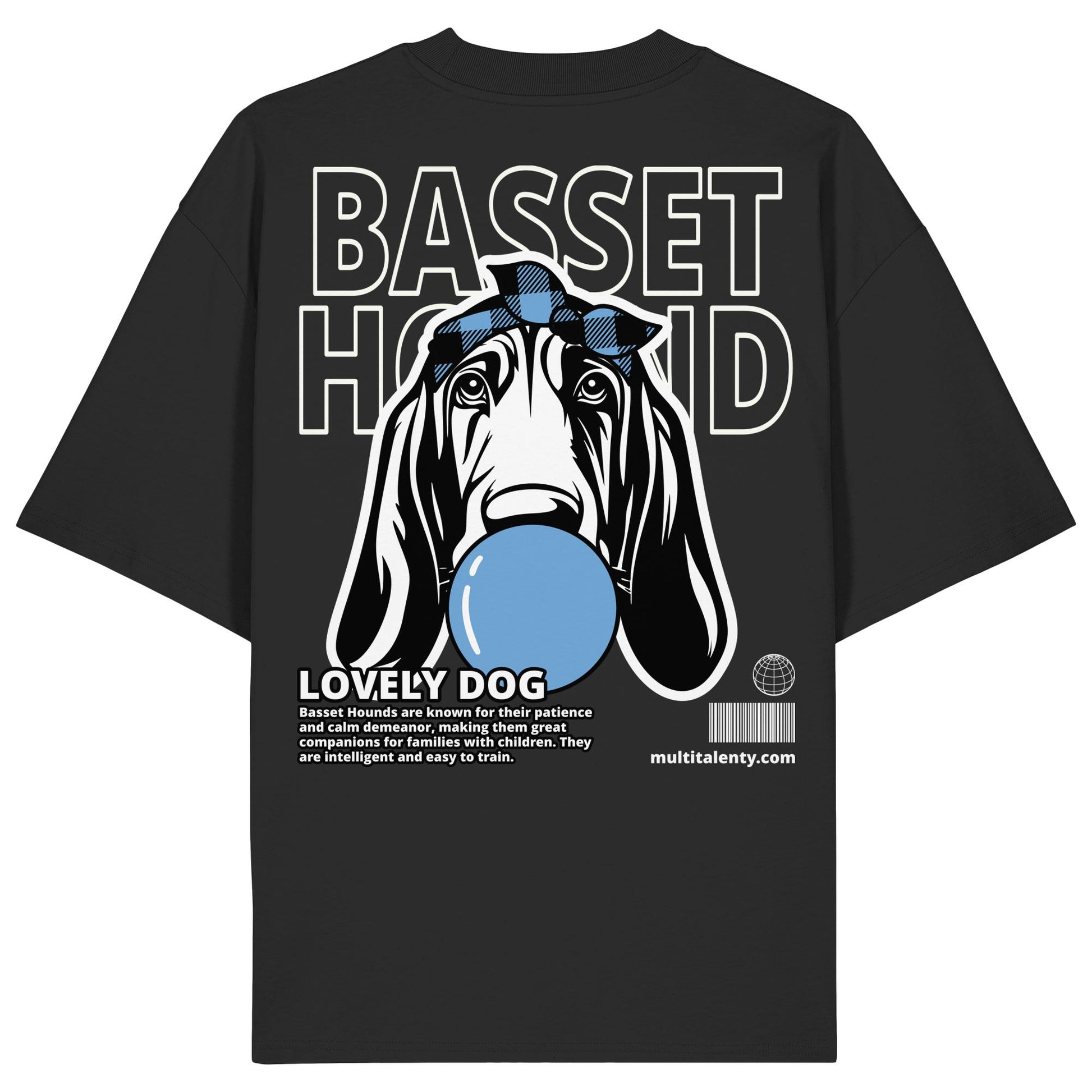 Bubble Gum Basset Hound (blau) - Organic Oversize Shirt