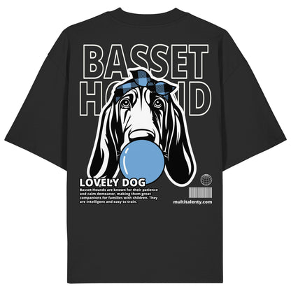 Bubble Gum Basset Hound (blau) - Organic Oversize Shirt