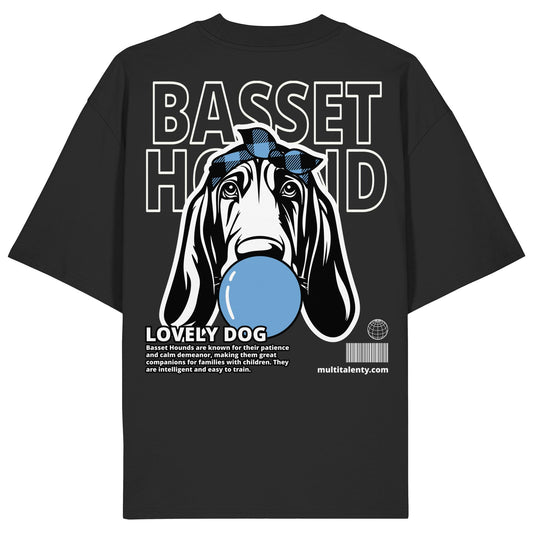 Bubble Gum Basset Hound (blau) - Organic Oversize Shirt